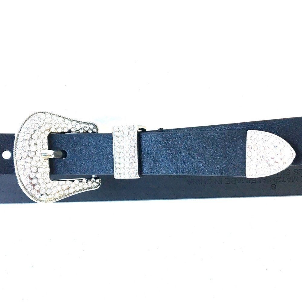 Women’s Black Crystal Embellished Dress Belt S